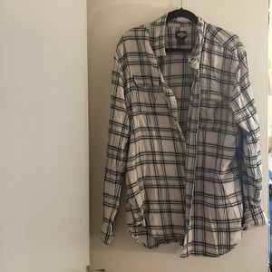 white flannel button down